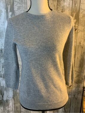 Talbots Petite Metallic Heather Gray Cashmere Sweater